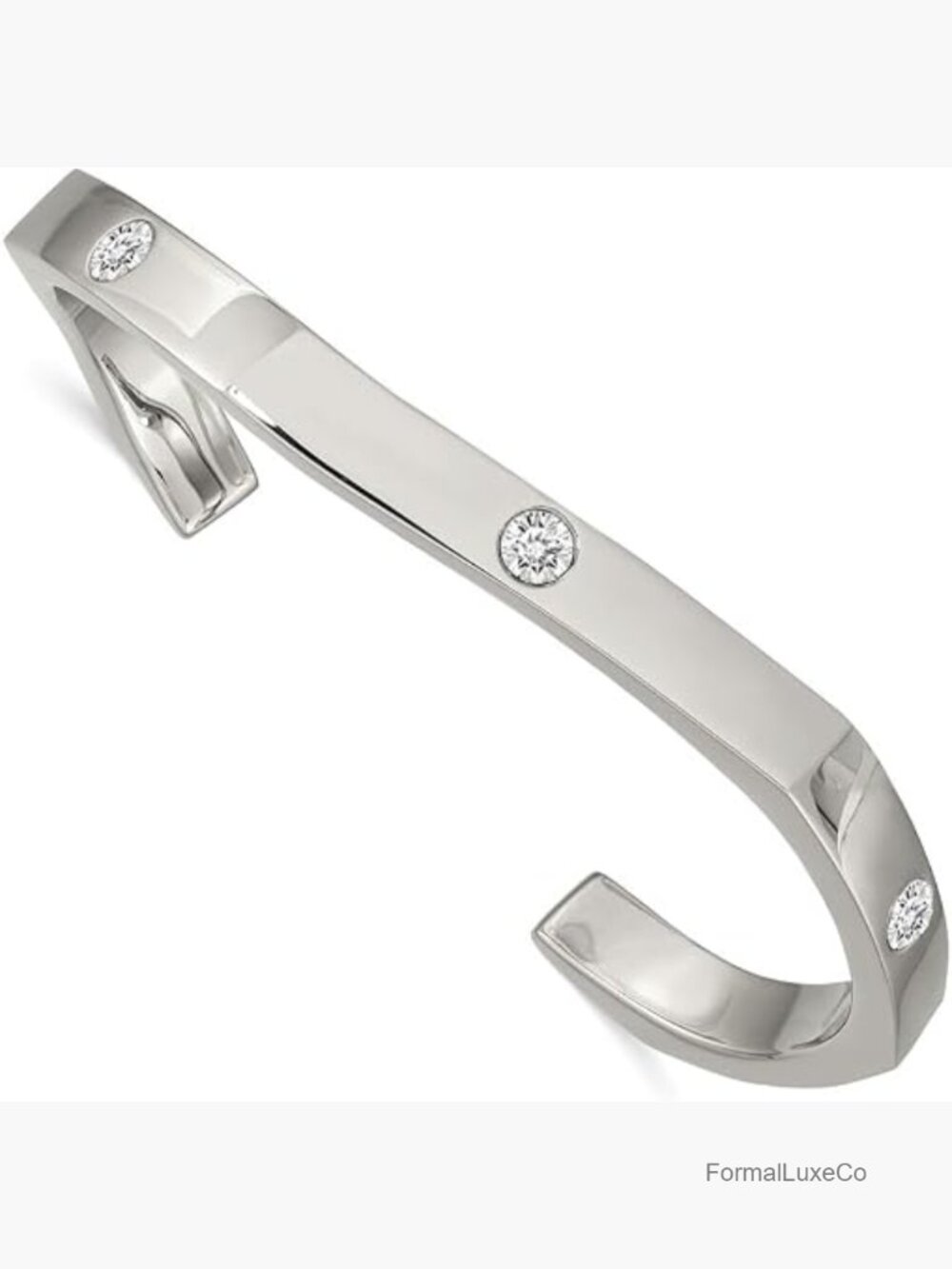 Stainless Steel Cuff Bangle Bracelet with Crystals 6mm